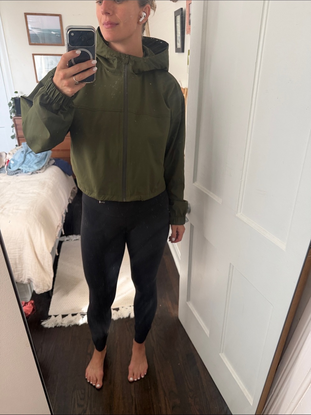 Babaton Cropped Windbreaker in Olive Green - Picture 7 of 9